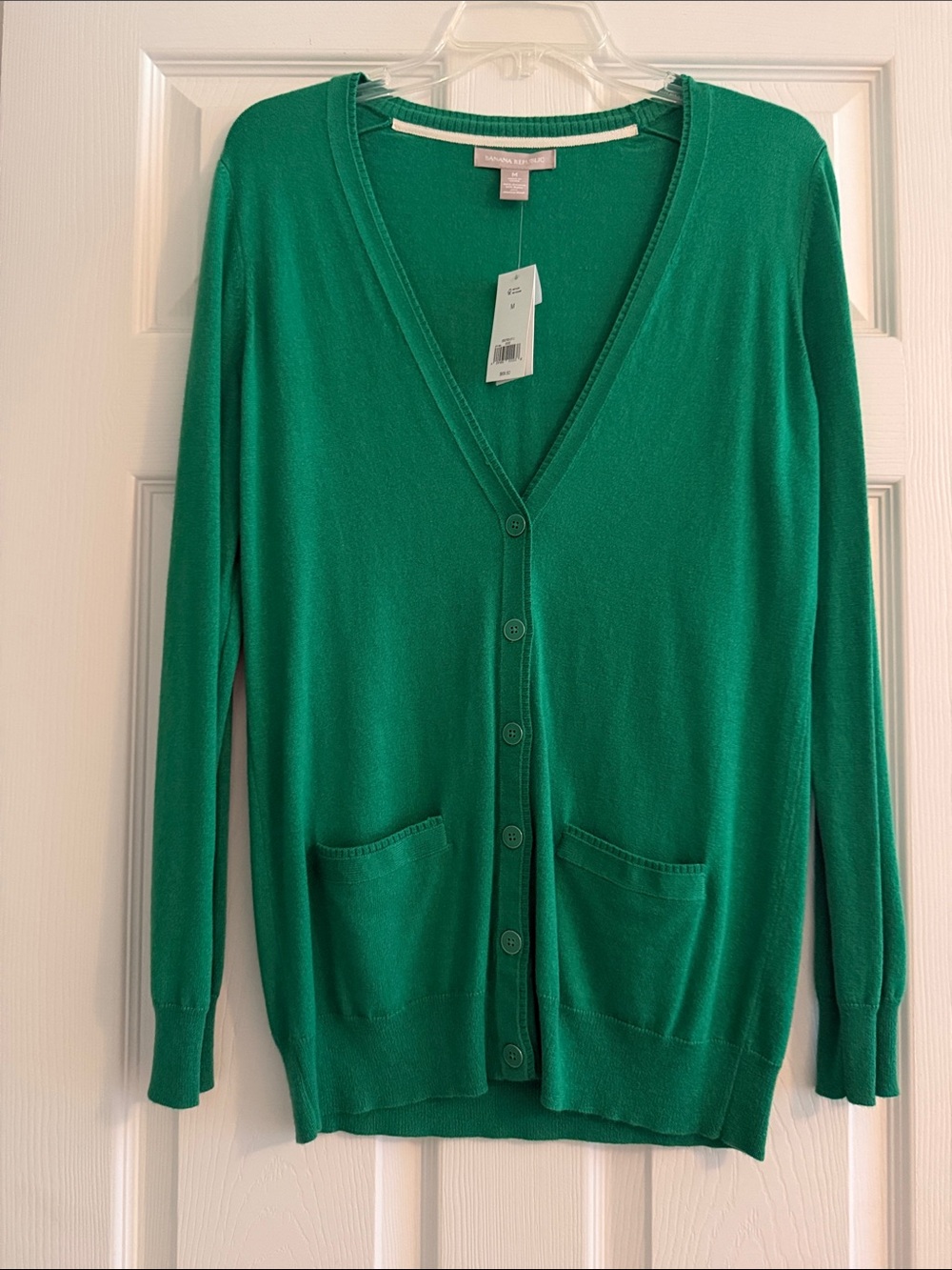 Banana Republic Emerald Green V-Neck Button Cardigan